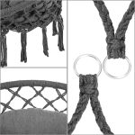 Leagan suspendat din bumbac cu 2 perne, capacitate pana la 150 kg, rezistent la intemperii, cadru otel galvanizat, 80 x 60 x 140 cm, gri - imagine 2