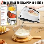 Mixer de mana, 150 W, 7 viteze, Tel dublu, palete de framantare, Alb/Negru - imagine 5
