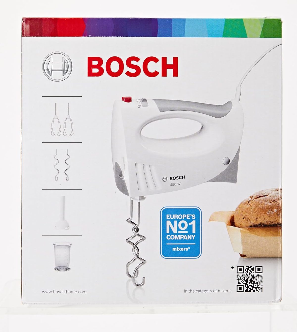 Mixer de mana Bosch MFQ3540, 450 W, 5 viteze, Alb/Gri - imagine 7