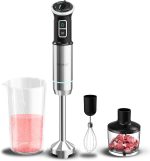 Blender de mana Cecotec Power Neutron,1100 W, lumini LED cu indicator de putere, negru/argintiu