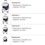 Set 3 trolere si bagaj de mana, M-L-XL, maner telescopic reglabil, roti duble robuste de 360°, blocaj cifru, alb - imagine 10
