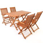 Set mobilier pentru gradina/terasa, CASARIA, masa cu 4 scaune pliabile din lemn de salcam