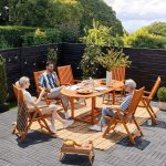 Set masa extensibila de lemn eucalipt cu 6 scaune pliabile si reglabile, gradina si terasa,CASARIA®, extensibila, cu loc pentru umbrela, spatar reglabil pe 5 pozitii cu forma ergonomica, lemn de eucalipt certificat FSC® - imagine 4
