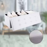 Banca pliabila cu spatiu depozitare, CASARIA®, 131 L, alb, 115 x 38 x 38 cm - imagine 4