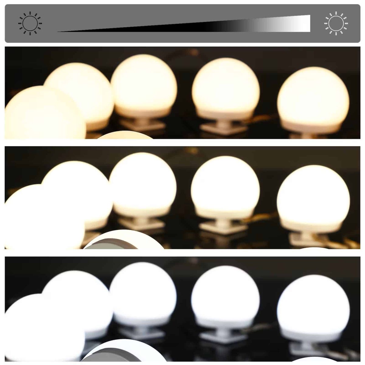 Masa de toaleta cu LED, Casaria®, sertar cu 3 compartimente, 4 rafturi, alb, MDF, 108 x 140 x 40cm - imagine 2