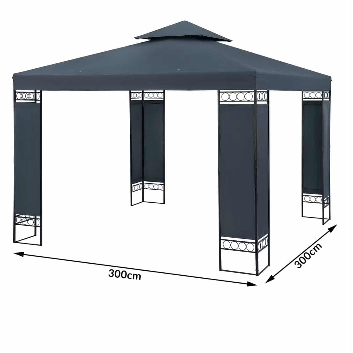Pavilion 3 x 3 m, Casaria®, protectie UV 50+, antracit - imagine 6