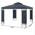Pavilion 3 x 3 m, Casaria®, protectie UV 50+, antracit - imagine 6