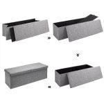 Banca pliabila cu spatiu pentru depozitare, CASARIA®, cadru MDF, gri, poliester, 80 x 40 x 40 cm - imagine 4