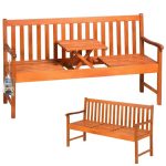 Banca de gradina cu masuta incorporata, lemn de eucalipt certificat FSC®, 153 x 57 x 90 cm - imagine 6
