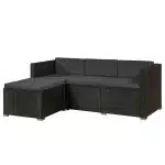 Set mobilier terasa Punta Cana L, 4 piese, canapea cu 3 locuri, 1 fotoliu, 1 taburet, masuta de depozitare, perne incluse, din Poliratan, antracit - imagine 3
