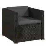 Set mobilier terasa Punta Cana L, 4 piese, canapea cu 3 locuri, 1 fotoliu, 1 taburet, masuta de depozitare, perne incluse, din Poliratan, antracit - imagine 5