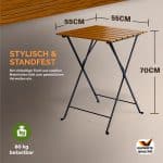 Set masa cu 2 scaune pliabile pentru terasa/balcon, CASARIA®, cadru metalic, lemn de salcam - imagine 4