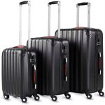 Set trolere pentru voiaj, 3 piese, marimi diferite, M, L, XL, maner telescopic, negru