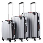 Set trolere pentru voiaj, 3 piese, marimi diferite, M, L, XL, maner telescopic, argintiu