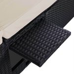 Sezlong CASARIA® din polirattan, perna de 7 cm cu husa detasabila, raft lateral, capacitate 400 kg, 200 x 58 x 33 cm - imagine 4