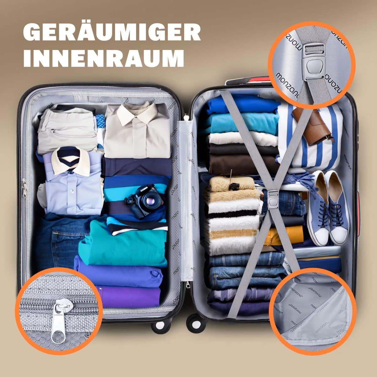 Set trolere pentru voiaj, 3 piese, marimi diferite, M, L, XL, maner telescopic, negru - imagine 6