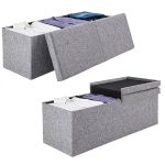 Banca pliabila cu spatiu pentru depozitare, CASARIA®, cadru MDF, gri, poliester, 80 x 40 x 40 cm - imagine 5