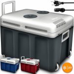Lada frigorifica electrica 40L cu roti, pentru masina si priza, raceste cu pana la 18°C ​​sub temperatura exterioara si incalzeste pana la 65°C, gri