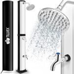 Dus solar pentru exterior, robinet si cap de dus incluse, negru/ gri, 60 litri, incalzire 60°