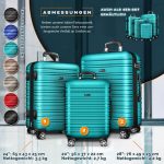 Set trolere pentru voiaj, 3 piese, marimi diferite, M, L, XL, include cantar, curele si eticheta pentru bagaje, cu incuietoare, turcoaz - imagine 4