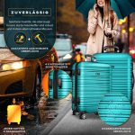 Set trolere pentru voiaj, 3 piese, marimi diferite, M, L, XL, include cantar, curele si eticheta pentru bagaje, cu incuietoare, turcoaz - imagine 6