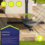 Umbrela de soare cu LED pentru terasa/gradina, din aluminiu premium, 330 cm, husa protectie, Tillvex®, reglabila in 6 directii, cu manivela, rotativa 360°, inclinabila, rezistenta UV50+, antracit - imagine 7