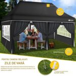 Pavilion de gradina/terasa, 6 pereti laterali, inaltime reglabila, 3x6m, negru - imagine 2