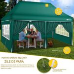 Pavilion de gradina/terasa, 6 pereti laterali, inaltime reglabila, 3x6m, verde - imagine 2