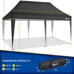 Pavilion impermeabil, cu protectie UV pentru gradina/terasa/curte, inaltime reglabila, 3x6m, negru - imagine 2