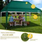 Pavilion impermeabil, cu protectie UV pentru gradina/terasa/curte, inaltime reglabila, 3x6m, verde - imagine 2
