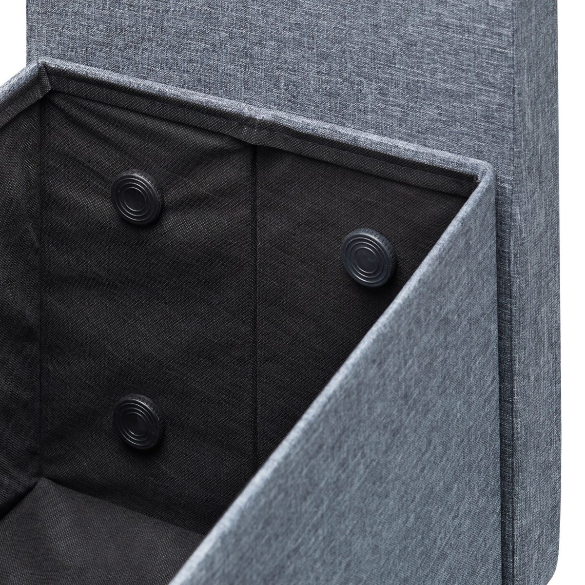 Banca 2 locuri cu spatar, fotoliu, Relaxdays, spatiu de depozitare, 115 cm, bumbac/MDF, gri - imagine 5