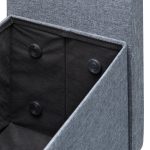 Banca 2 locuri cu spatar, fotoliu, Relaxdays, spatiu de depozitare, 115 cm, bumbac/MDF, gri - imagine 5