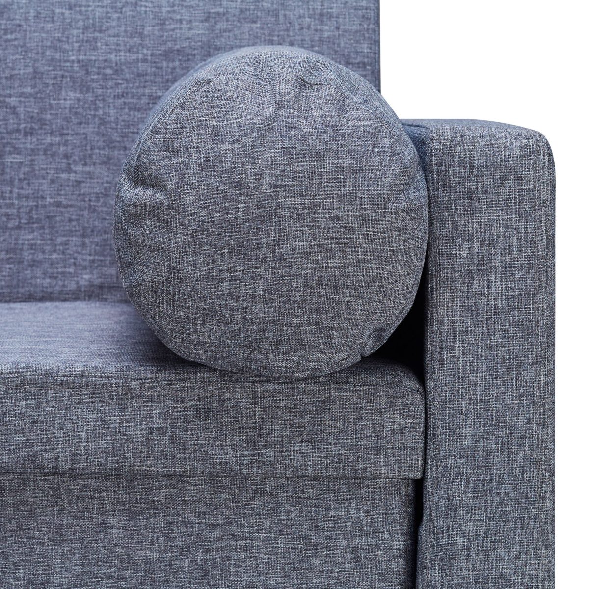 Banca 2 locuri cu spatar, fotoliu, Relaxdays, spatiu de depozitare, 115 cm, bumbac/MDF, gri - imagine 6