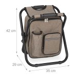 Scaun de pescuit/camping pliabil, cu rucsac, confortabil si stabil, 42 x 35 x 29 cm, maro - imagine 5