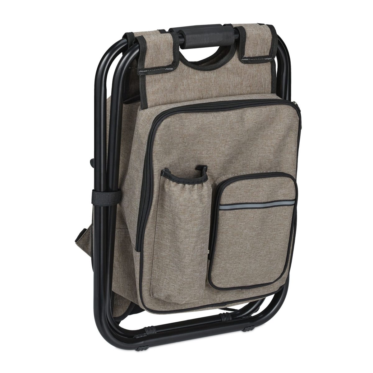 Scaun de pescuit/camping pliabil, cu rucsac, confortabil si stabil, 42 x 35 x 29 cm, maro - imagine 7
