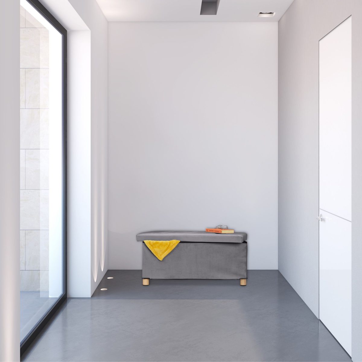 Taburet cu spatiu de depozitare, catifea, antracit, 34 x 76 x 38 cm - imagine 2
