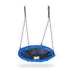 Leagan pentru copii Relaxdays, tip disc, diametru 120 cm, sarcina maxima 100 kg, mov