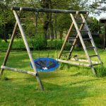 Leagan pentru copii Relaxdays, tip disc, diametru 120 cm, sarcina maxima 100 kg, mov - imagine 5