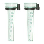 Set 2 pluviometre cu suport pentru gradina, 35mm/m2, plastic, verde/negru, Relaxdays