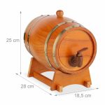 Butoi pentru vin, 2,2 L, cu robinet, lemn de pin, design rustic, maro, 25 x 18,5 x 28 cm - imagine 4