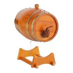 Butoi pentru vin, 2,2 L, cu robinet, lemn de pin, design rustic, maro, 25 x 18,5 x 28 cm - imagine 5