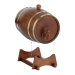 Butoi pentru vin, 2,2 L, cu robinet, lemn de pin, design rustic, maro inchis, 25 x 18,5 x 28 cm - imagine 4