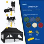 Pavilion de gradina/terasa, 6 pereti laterali, inaltime reglabila, 3x6m, negru - imagine 3