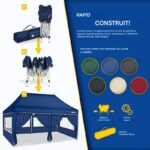 Pavilion de gradina/terasa, 6 pereti laterali, inaltime reglabila, 3x6m, albastru - imagine 3