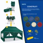 Pavilion de gradina/terasa, 6 pereti laterali, inaltime reglabila, 3x6m, verde - imagine 3