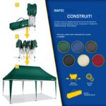 Pavilion impermeabil, cu protectie UV pentru gradina/terasa/curte, inaltime reglabila, 3x6m, verde - imagine 3