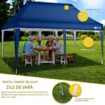 Pavilion impermeabil, cu protectie UV pentru gradina/terasa/curte, inaltime reglabila, 3x6m, albastru - imagine 2