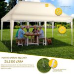 Pavilion impermeabil, cu protectie UV pentru gradina/terasa/curte, inaltime reglabila, 3x6m, bej - imagine 2