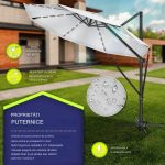 Umbrela de soare cu LED pentru terasa/gradina, din aluminiu premium, 330 cm, husa protectie, Tillvex®, reglabila in 6 directii, cu manivela, rotativa 360°, inclinabila, rezistenta UV50+, gri - imagine 2