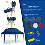 Pavilion impermeabil, cu protectie UV pentru gradina/terasa/curte, inaltime reglabila, 3x6m, albastru - imagine 3